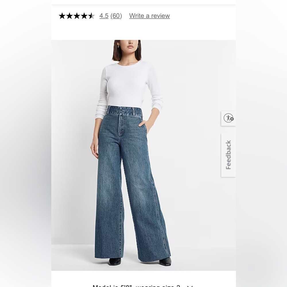 Express High Waisted Medium Wash Baggy Wide Leg Jeans
